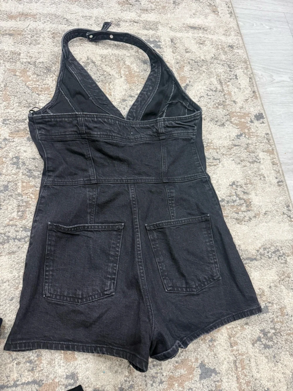 Universal Thread Black Halter Denim Romper - Picture 5 of 8